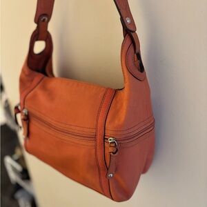 Clarks 100% Leather Pumpkin Orange Satchel Bag